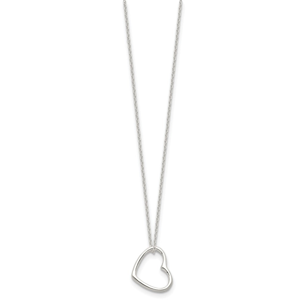 Sterling Silver Heart 14 IN w/2 In EXT Necklace - Product Photo