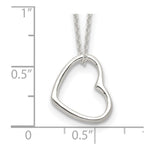 Sterling Silver Heart 14 IN w/2 In EXT Necklace - Product Photo