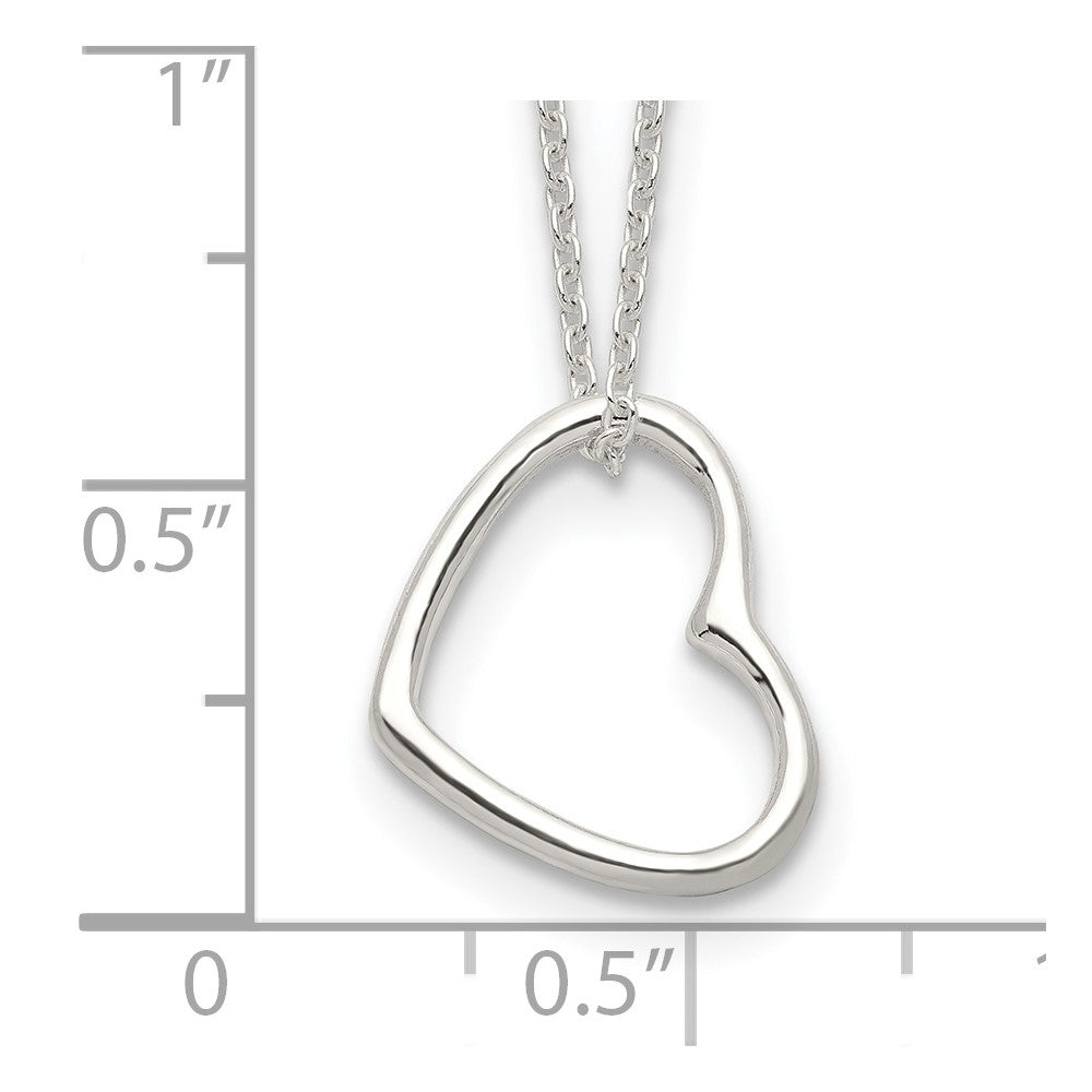 Sterling Silver Heart 14 IN w/2 In EXT Necklace - Product Photo