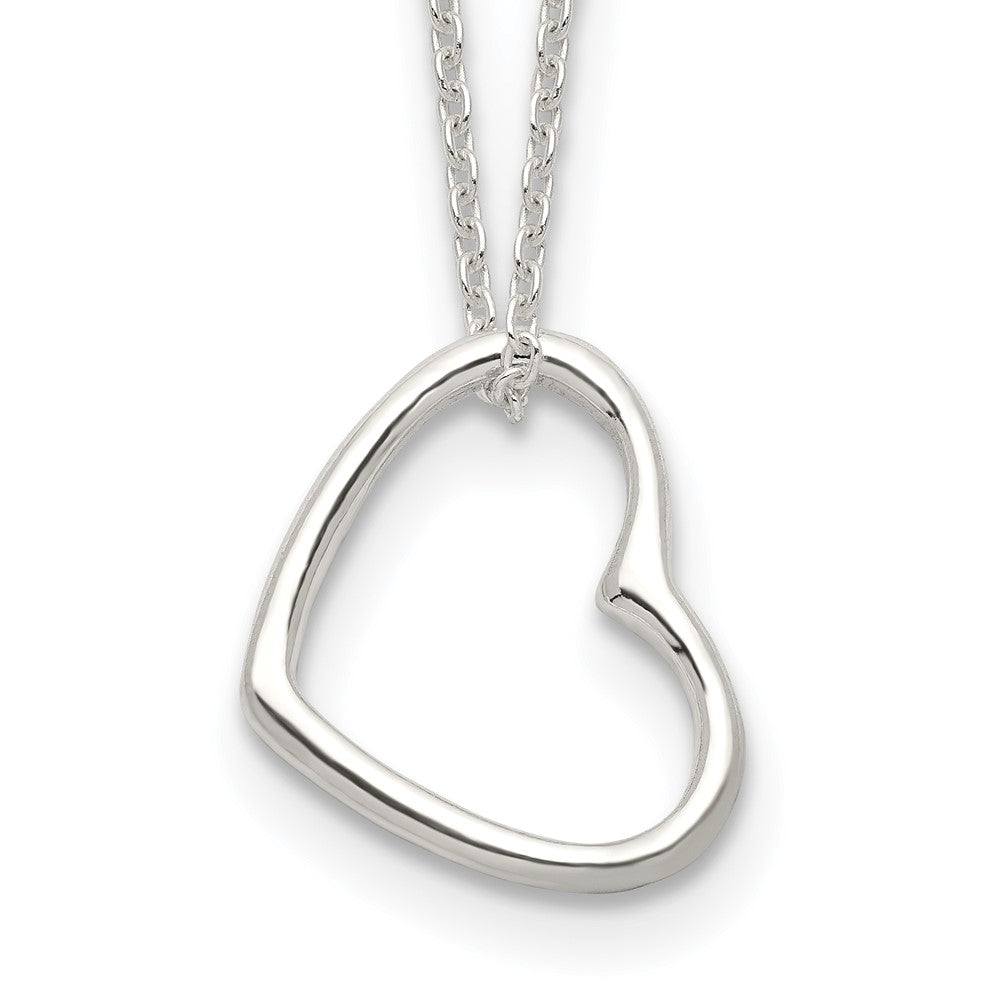 Sterling Silver Heart 14 IN with 2 In EXT Necklace