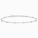 Sterling Silver 1mm Beaded Chain 10in Plus 1in ext. Anklet Bracelet 9"-10" - Product Photo