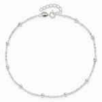 Sterling Silver 1mm Beaded Chain 10in Plus 1in ext. Anklet Bracelet 9"-10" - Product Photo