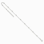 Sterling Silver 1mm Beaded Chain 10in Plus 1in ext. Anklet Bracelet 9"-10" - Product Photo