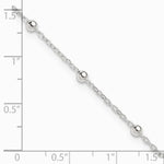 Sterling Silver 1mm Beaded Chain 10in Plus 1in ext. Anklet Bracelet 9"-10" - Product Photo