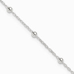 Sterling Silver 1mm Beaded Chain 10in Plus 1in ext. Anklet Bracelet 9"-10" - Product Photo