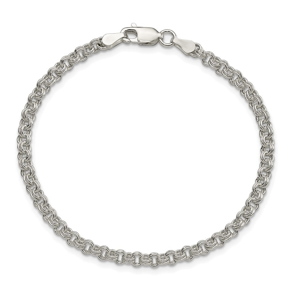 Sterling Silver 3mm Double Link Charm Bracelet - Product Photo