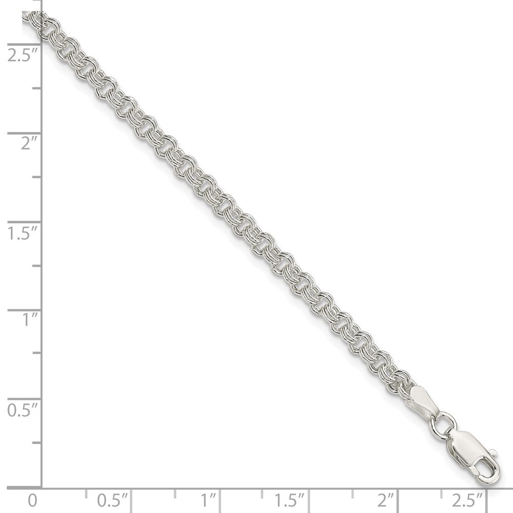 Sterling Silver 3mm Double Link Charm Bracelet - Product Photo