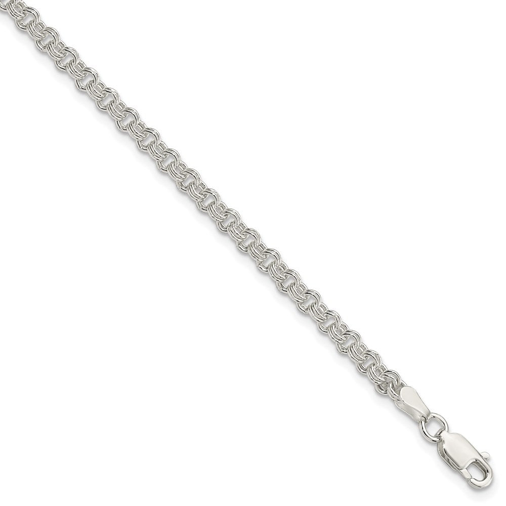 Sterling Silver 3mm Double Link Charm Bracelet - Product Photo