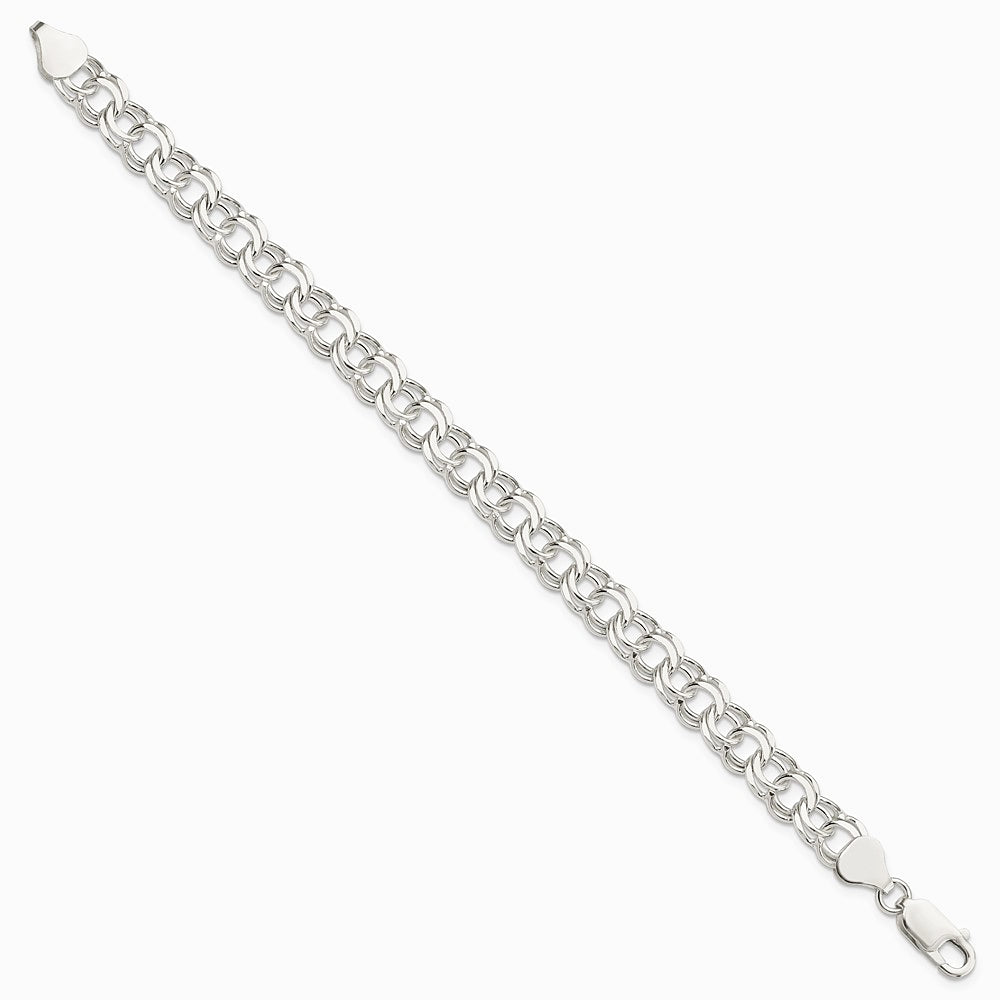 Sterling Silver 7.6mm Double Link Charm Bracelet - Product Photo