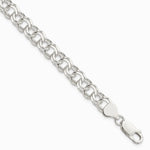 Sterling Silver 7.6mm Double Link Charm Bracelet - Product Photo