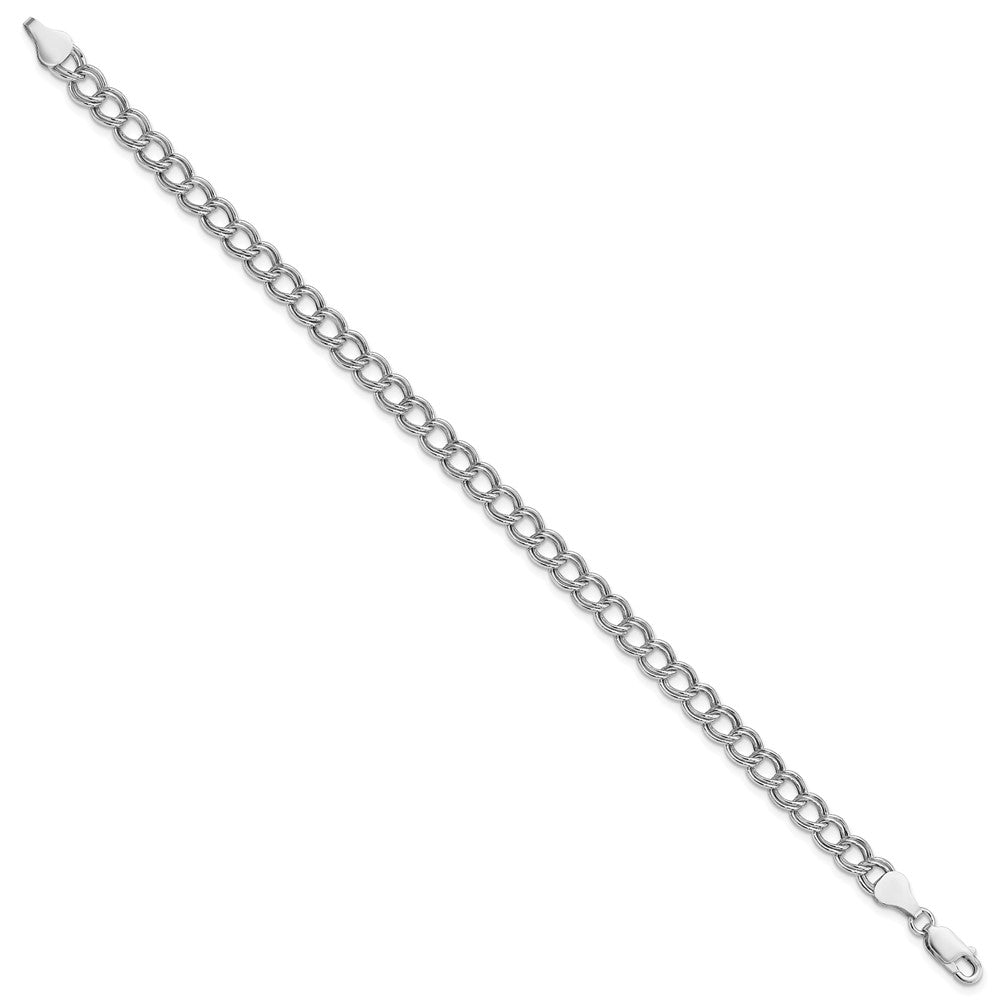 Sterling Silver Amore La Vita Rhodium-pl 6mm Double Link Charm Bracelet - Product Photo