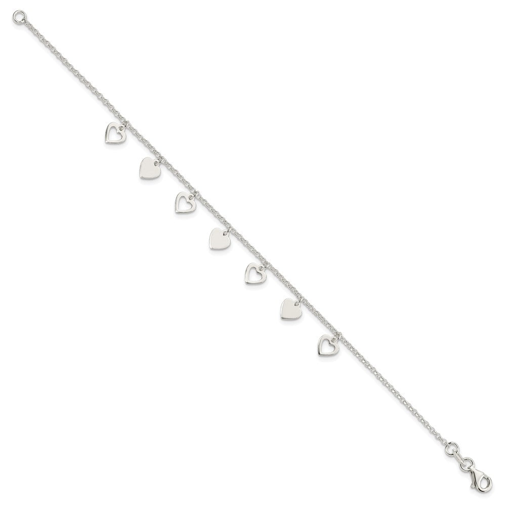 Sterling Silver w/ Hearts Bracelet - Product Photo