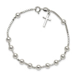 Sterling Silver Cross on Bead Bracelet - Product Photo