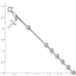 Sterling Silver Cross on Bead Bracelet - Product Photo