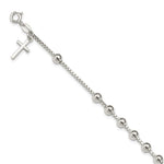 Sterling Silver Cross on Bead Bracelet - Product Photo