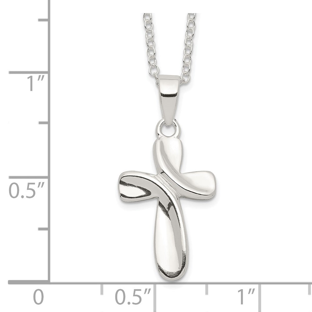 Sterling Silver Rhodium-plated Cross Necklace - Product Photo