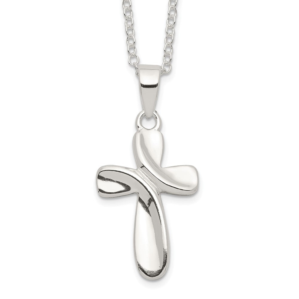 Sterling Silver Rhodium-plated Cross Necklace - Product Photo