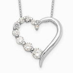 Sterling Silver Rhodium-pltd Polished Open Heart CZ Journey 18in Necklace - Product Photo