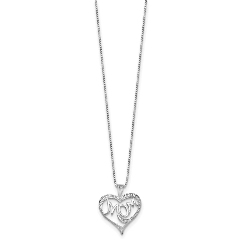 Sterling Silver Rhodium-plated Diam. Mom Necklace - Product Photo