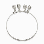 Sterling Silver D/C & Textured Bells Adjustable Children's Bangle Bracelet - Product Photo