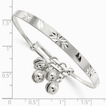Sterling Silver D/C & Textured Bells Adjustable Children's Bangle Bracelet - Product Photo