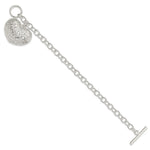 Sterling Silver Puffed Filigree Heart Toggle Bracelet - Product Photo