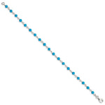 Sterling Silver Genuine Turquoise Bead Polished Bracelet - Product Photo