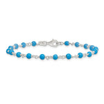 Sterling Silver Genuine Turquoise Bead Polished Bracelet - Product Photo