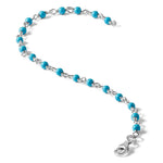 Sterling Silver Genuine Turquoise Bead Polished Bracelet - Product Photo