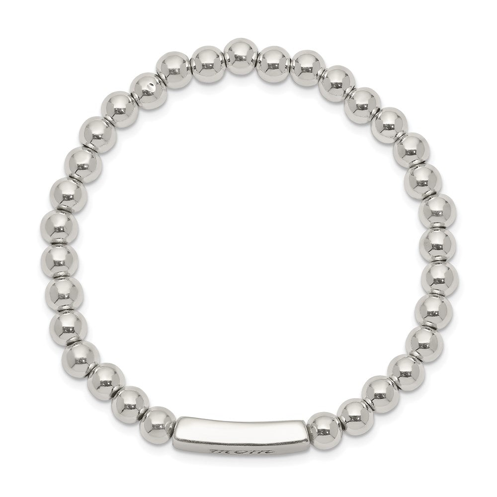 Sterling Silver Enameled MOM Stretch Bracelet - Product Photo