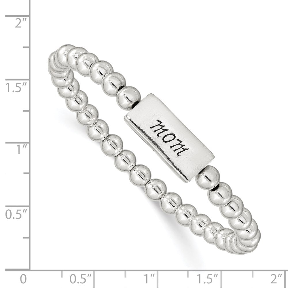 Sterling Silver Enameled MOM Stretch Bracelet - Product Photo