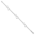 Sterling Silver Rhodium Plated Heart Bracelet - Product Photo