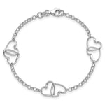 Sterling Silver Rhodium Plated Heart Bracelet - Product Photo