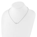 Sterling Silver Rhodium-plated Small Sideways Curved Cross Necklace - Product Photo