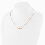 Sterling Silver Rose Gold-plated Small Sideways Curved Cross Necklace - Product Photo
