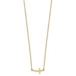 Sterling Silver Yellow Gold-plated Small Sideways Curved Cross Necklace - Product Photo