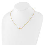 Sterling Silver Yellow Gold-plated Small Sideways Curved Cross Necklace - Product Photo