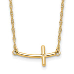 Sterling Silver Yellow Gold-plated Small Sideways Curved Cross Necklace - Product Photo