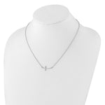 Sterling Silver Rhodium-plated Large Sideways Curved Cross Necklace - Product Photo