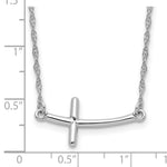 Sterling Silver Rhodium-plated Large Sideways Curved Cross Necklace - Product Photo
