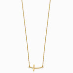 Sterling Silver Yellow Gold-plated Large Sideways Curved Cross Necklace - Product Photo