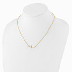 Sterling Silver Yellow Gold-plated Large Sideways Curved Cross Necklace - Product Photo
