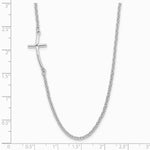 Sterling Silver Rh-plated Small Off-Set Sideways Curved Cross Necklace - Product Photo