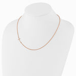 Sterling Silver Rose Gold-plated Small Off-Set Sideways Curved Cross Necklace - Product Photo