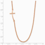 Sterling Silver Rose Gold-plated Small Off-Set Sideways Curved Cross Necklace - Product Photo