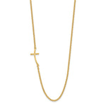 Sterling Silver Yellow Gold-plated Small Off-Set Sideways Curved Cross Necklace - Product Photo