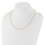 Sterling Silver Yellow Gold-plated Small Off-Set Sideways Curved Cross Necklace - Product Photo