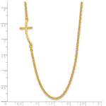 Sterling Silver Yellow Gold-plated Small Off-Set Sideways Curved Cross Necklace - Product Photo