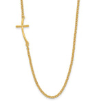 Sterling Silver Yellow Gold-plated Small Off-Set Sideways Curved Cross Necklace - Product Photo