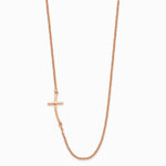 Sterling Silver Rose Gold-plated Large Off-Set Sideways Curved Cross Necklace - Product Photo